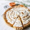 round sliced pie with cream
