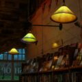 A row of bookshelves filled with lots of books