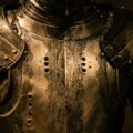 gray stainless steel armor