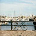black bike parked near black railings