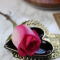 pink rose on gold ring