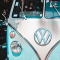 teal and white Volkswagen T1