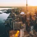 aerial photo of city during golden hour