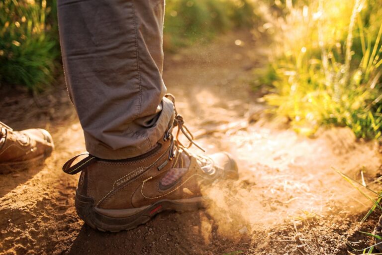 person wearing pair of brown sneakers